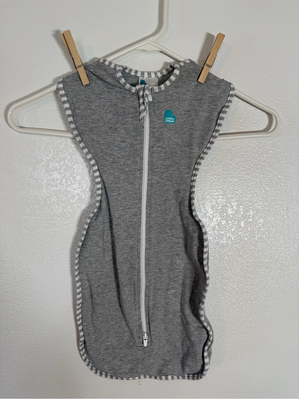 Love to Dream Gray Swaddle with Teal Logo